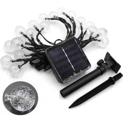 Guirlande Lumineuse Solaire - 50 LED Boules Cristal - IP65 Étanche - 8 Modes - Pour Intérieur Extérieur Jardin Patio Mariage - 1 Pièce