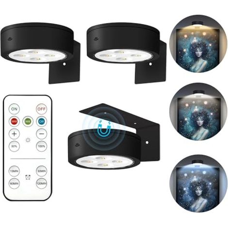 Ensemble de 3 lampes LED blanches à intensité variable, fixation magnétique, minuterie sans fil et trois températures de couleur. (1/5)