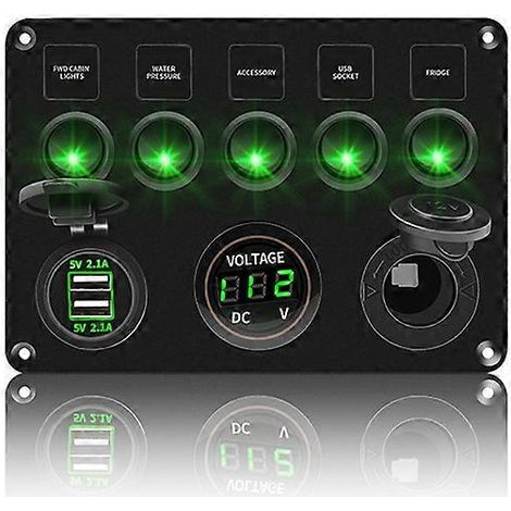 Panneau de commande à bascule 5 ou 8 boutons avec port USB pour voiture, camion, bateau, camping-car, quad, UTV, caravane, disjoncteur (1/5)