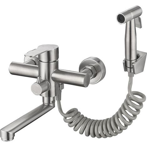 [NEVER USED] Wall-mounted kitchen faucet with spray gun and 2 types of water spray nozzles, 360° rotatable nozzle