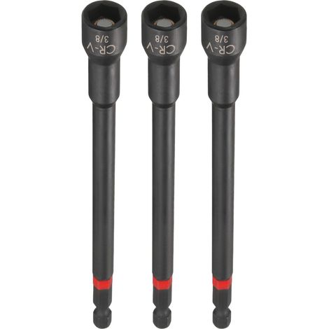 3pcs Magnétique Douille 3/8" 1/4" Tige Hexagonale 150mm L Noir (1/5)
