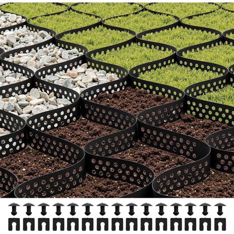 Stabilisateur de Gravier, 10 x 3 m, Grille de Stabilisation de Sol Géocellulaire, Profondeur 5 cm, Retenue de Gazon au Sol Stable, pour Allée, Patio, Jardin, Terrasse, Surfaces Planes, Pentes (1/5)