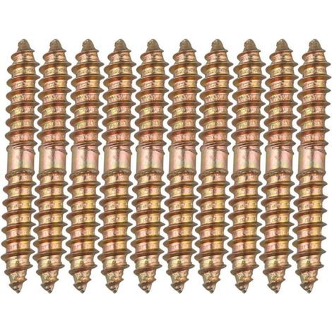 10 tasselli/bulloni per fissaggio mobili - M6 x 50 mm, testa bifida - Legno su legno (1/4)