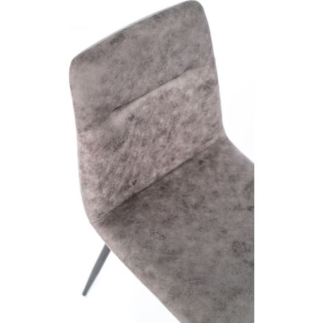 Sedia Lea con Struttura in Metallo e Seduta in Similpelle Grigio Vintage - Design Moderno Ergonomico 48.5 x 49 x 88 cm per Interni (1/4)