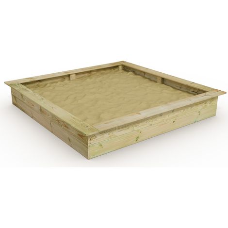 Wickey – Bac à sable en bois imprégné 195 x 195 cm – Rebord d’assise confortable – Résistant aux intempéries – Pour jeux en extérieur