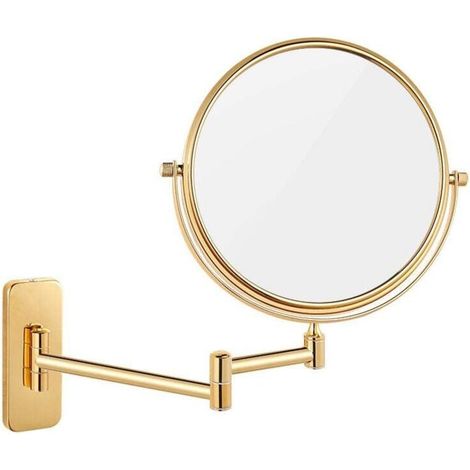 Enowelir Miroir Grossissant x10 Mural Rond Salle de Bain avec Bras Flexible Pivotant 360 Degrés et Double Face Diamètre 20 cm (1/4)