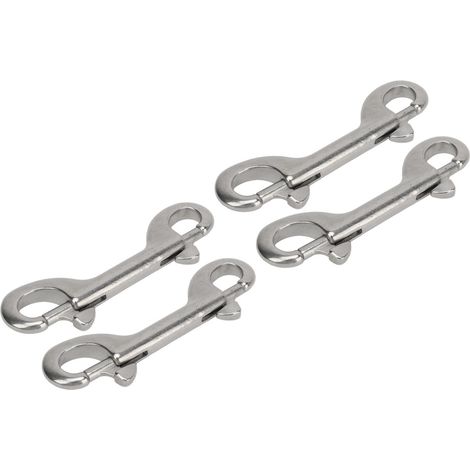 Set mit 4 doppelseitigen Karabinerhaken aus seewasserbeständigem Edelstahl 316, B-förmige Kettenhaken für Seile und Gurte, 100 mm Länge, Tragkraft 90 kg (1/5)