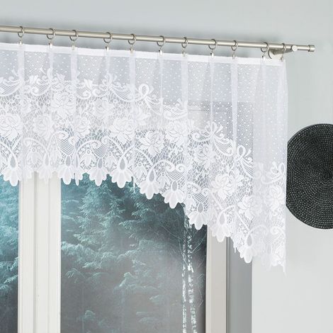 Demetria - Rideau jacquard prêt à poser avec fente en bas - 250 x 80 cm - blanc (1/4)