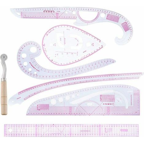 Règles Courbes En Plastique,Ensemble Doutils De Règle De Couture 7,Ensemble De Règles De Couture En Plastique Incurvées Métriques Françaises Utilisé Pour Les Mesures De Couture (1/5)