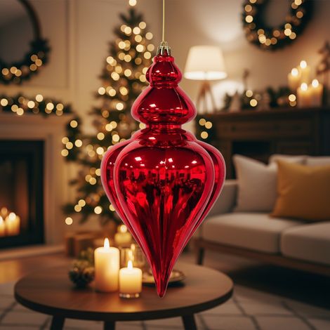 Pendente per albero di Natale laminato colore rosso decorazioni natalizie, da 25 cm (1/4)