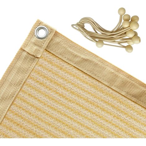 Tissu d'ombrage 90% - 3 x 4,9 m - avec œillets - pour pergola, auvent, blé, 12 Boules élastiques (1/5)