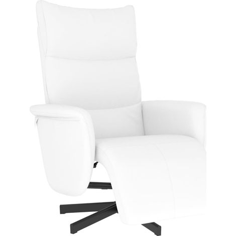 Fauteuil de Salon,Chaise,Fauteuil inclinable avec repose-pieds blanc similicuir CFW382207 (1/5)