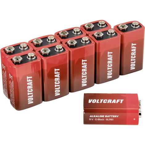 VOLTCRAFT 6LR61 Batteria da 9 V Alcalina/manganese 550 mAh 9 V 10 pz.
