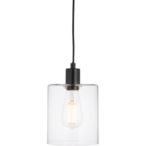 Lampada a sospensione singola nero opaco, vetro trasparente (1/5)