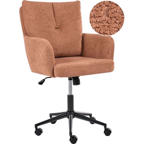 Sedia da ufficio tessuto poliestere struttura metallo funzione girevole inclinabile regolabile in altezza Arredamento ufficio marrone dorato Alpine