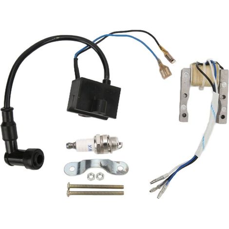 Kit d'allumage CDI (bobine d'allumage, stator de magnéto et bougies d'allumage) pour motos 49cc-80cc - en métal et caoutchouc. (1/5)
