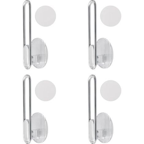 Lot de 4 crochets auto adhésifs en forme de L pour embrasses de rideaux Crochets muraux sans perçage Crochets multi usages pour la maison (1/5)
