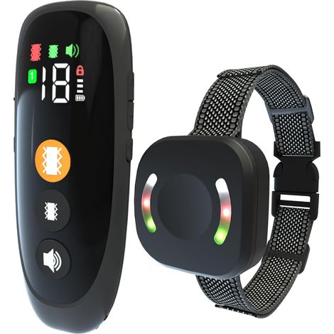 Collier de dressage rechargeable pour chien, portée 2000 m, 4 modes son, lumière LED, vibration et forte vibration, étanche IP67 (1/5)