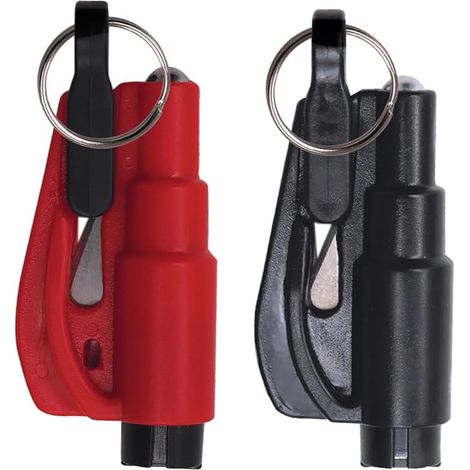 2 pièces Coupe ceinture de sécurité pour voiture, Brise Vitre et Coupe Ceinture,Moderne Unisexe Adulte Vitre,Key Ring Cutter (1/5)