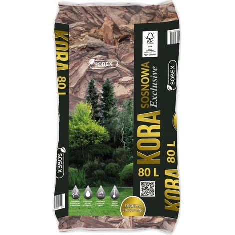 Écorce de pin de jardin, épaisseur 50-120 mm, 80 L, décorative