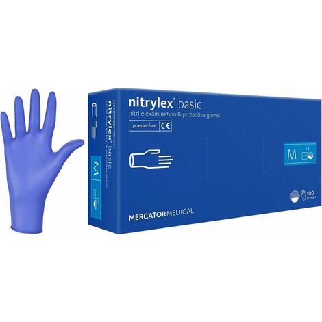 Guanti in nitrile 100 pezzi Nitrylex Basic Blu Scuro 8-M (1/5)