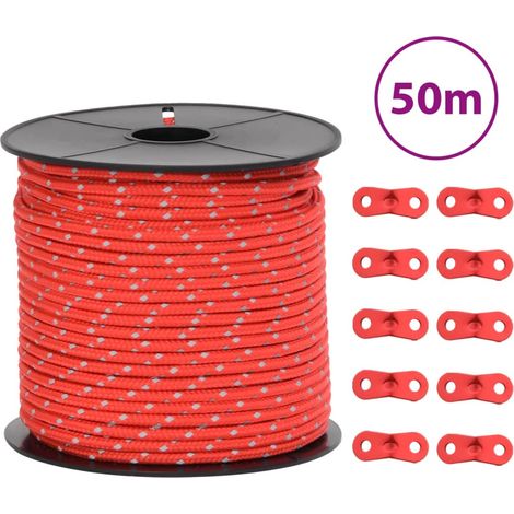 Zeltleine Reflektierend mit Seilspannern 50 m 4 mm