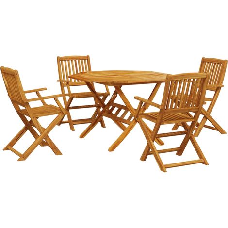 Maison Exclusive - 5-tlg. Garten-Essgruppe Klappbar Massivholz Ak
