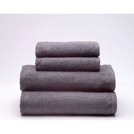 Lot de 4 Serviettes Ocean, 2 lavabos et 2 Serviettes de Douche, Couleur Gris foncé, 100% Coton, 550 g/m² (1/4)