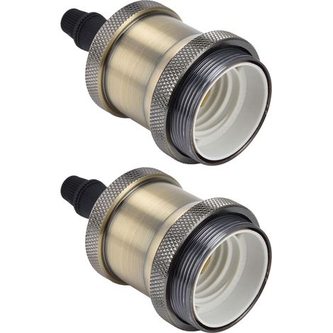Set di 2 portalampade E26/E27 – alluminio vintage – lampada a sospensione industriale – fai da te – bronzo verde – portalampada