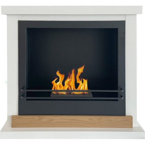 Divina Fire Camino a Bioetanolo Stoccolma in MDF Bianco 75x24x68 cm