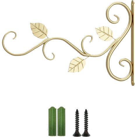 Crochet Murale En Fer Forgé - Support Pour Suspension De Plantes Et Accessoires Extérieur Intérieur - 30 cm - 1 Pièce (1/4)