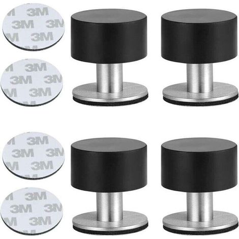 Butée de porte autocollante en acier inoxydable avec caoutchouc amortisseur, pour fixation murale ou sur porte Crezuo (1/4)