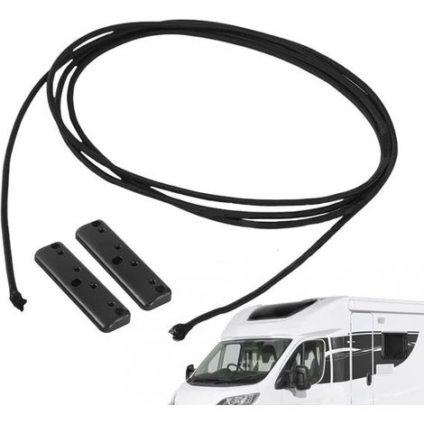 Red de almacenamiento para caravanas - Red de carga extensible - Sujetaequipajes - Material resistente al desgaste - Cuerda de 500 cm - Negra (1/5)