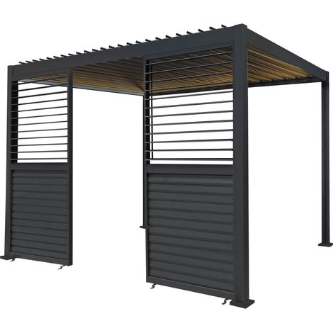 Metal Pergola 3m x 3m Anthracite Grey With LED Lights & 2 Side (1/5)