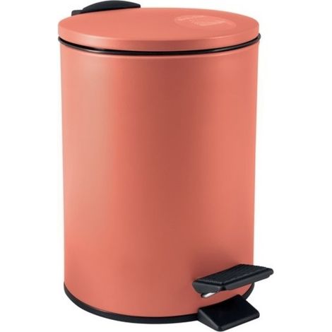 Spirella – Poubelle de salle de bain 3L en acier terracotta mat – Mécanisme Slow-Close – Revêtement anti-traces – Dimensions 16,8 x 25 cm