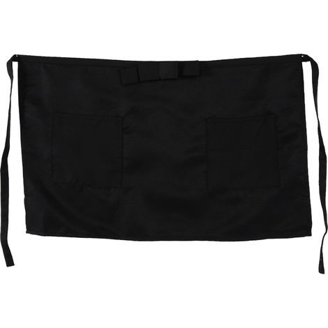 Tablier unisexe noir uni pour cuisine, restaurant, café, serveur et serveuse (1/5)