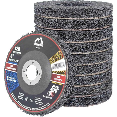 Disque de Décapage 125 Peinture Rouille Meuleuse d'Angle, 125mm Noir Disques de Nettoyage Disque CSD Disque à Décaper 10 Pièces, Métal INOX Acier Fer, Craft-Line SC108114-10 (1/5)