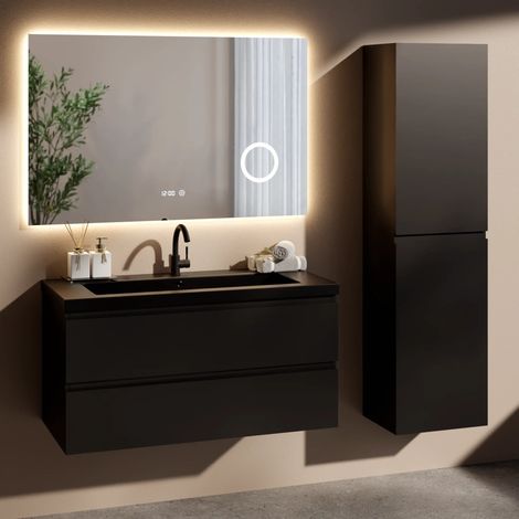 Badezimmermöbel Set Novara – 100 cm – Mattschwarz – Schwarzes (1/5)
