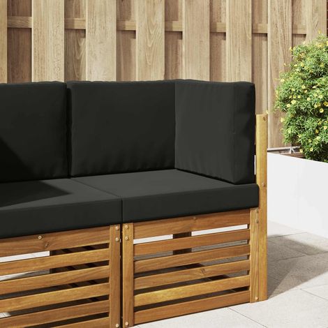 Sofakissen für draußen 3 pcs Schwarz Polyester