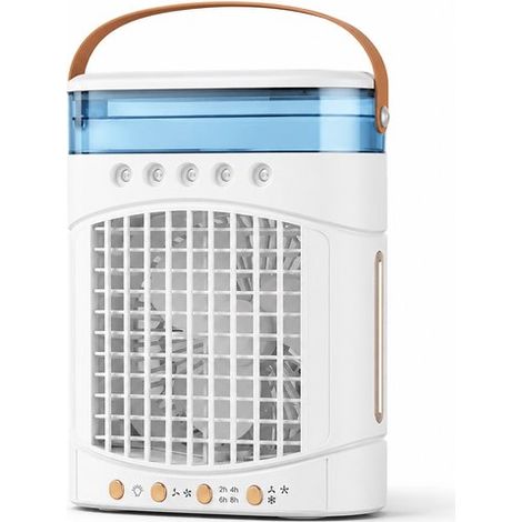 Ventilateur colonne sans pales avec brumisateur, ventilateur oscillant rechargeable, refroidisseur d'air mobile pour bureau et intérieur, blanc (1/5)