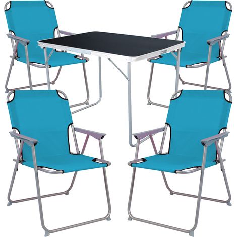 5-tlg Campingsessel Petrol + Campingtisch-MMC330871B+4xMPO2600P (1/4)