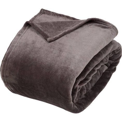 Coperta ollis in flanella grigio scuro 260x240cm - Atmosphera créateur d'intérieur