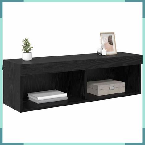 882969 Meuble TV mural Panama Chêne noir 100 x 30 x 30 cm (1/5)