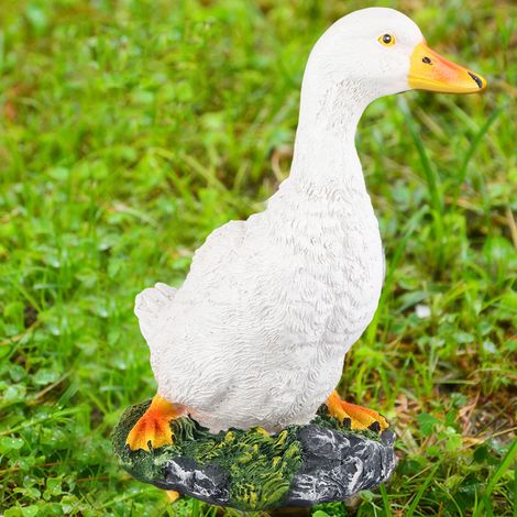 Statue de Canard Blanc pour Jardin, Décoration Extérieure et Aménagement Paysager