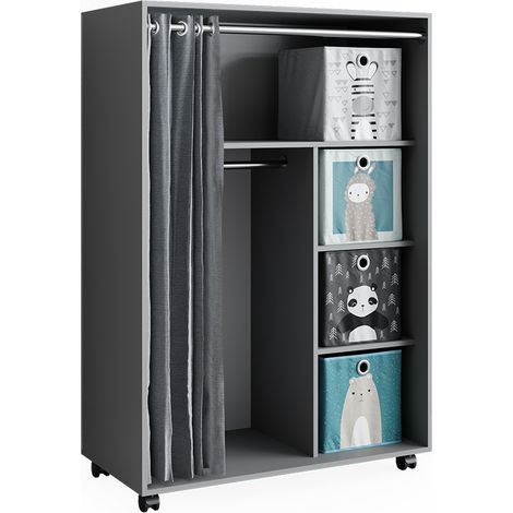 Kleiderschrank Doros, Grau, 100 x 146.6 cm mit Faltboxen, Vicco (1/5)