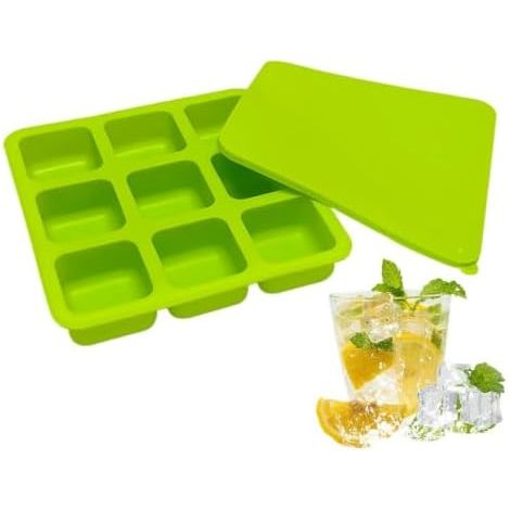 Bac à glaçons 9 cavités à démoulage facile Moules à glaçons pour cocktails, whisky, café, fêtes, boissons, aliments, bar, camping, chocolat, bonbons, fruits (1/5)