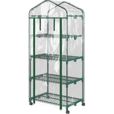 Mini-Gewächshaus aus Kunststofffolie mit 4 Regalböden 69 x 50 x 165 cm transparent MODENUIT (1/5)