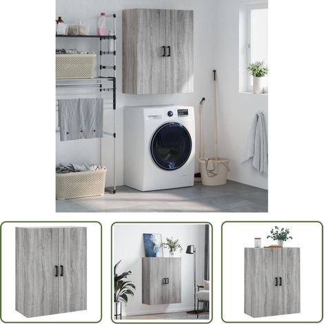 The Living Store Armoire murale sonoma gris 69,5x34x90 cm - Armoire Murale - Meuble Rangement - Armoire Suspendu - Buffet - Commode (1/5)