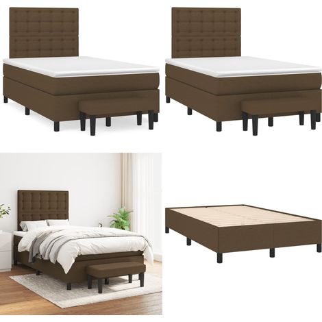 Sommier à lattes de lit et matelas marron foncé 120x190cm tissu - Sommier à lattes - Matelas ensaché (1/5)