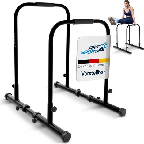 ArtSport Dip Barren - Dip Station bis 500 kg belastbar - Liegestützgriffe - Fitness Stange verstellbar - Liegestütze - Push Up Bar Zuhause - Schwarz (1/5)